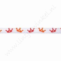 Satinband Hollandia 6mm (Rolle 22 Meter) - Krone Weiß Orange