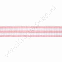 Band Streifen 16mm (Rolle 18 Meter) - Hell Rosa Weiß
