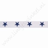 Ripsband Sterne 10mm (Rolle 22 Meter) - Weiß Marine