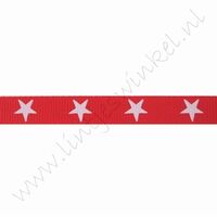 Ripsband Sterne 10mm (Rolle 22 Meter) - Rot Weiß