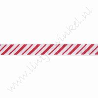 Ripsband Weihnachten 10mm (Rolle 22 Meter) - Schrägstrich Rot Weiß