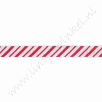 Ripsband Weihnachten 10mm (Rolle 22 Meter) - Schrägstrich Rot Weiß