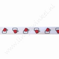 Satinband Weihnachten 10mm (Rolle 22 Meter) - Nikolausmütze Rot