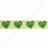 Ripsband Herzen 10mm (Rolle 22 Meter) - Offen Lime Grün