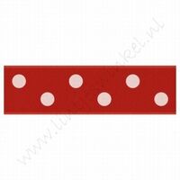 Satinband Punkte 22mm (Rolle 22 Meter) - Rot Weiß