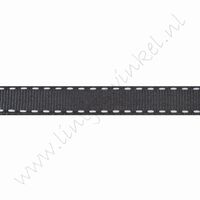 Ripsband Stickerei 10mm (Rolle 22 Meter) - Dunkel Grau Weiß
