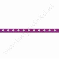 Satinband Punkte 3mm (Rolle 22 Meter) - Violett Weiß