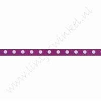 Satinband Punkte 3mm (Rolle 22 Meter) - Violett Weiß
