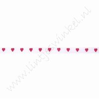 Satinband Herzen 3mm (Rolle 22 Meter) - Weiß Fuchsia