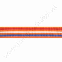 Ripsband Hollandia 16mm (Rolle 22 Meter) - Orange Streifen Rot Weiß Blau