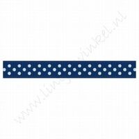 Ripsband Punkte 10mm (Rolle 22 Meter) - Marine Weiß