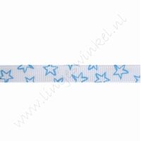 Ripsband Sterne Offen 10mm (Rolle 22 Meter) - Weiß Aqua