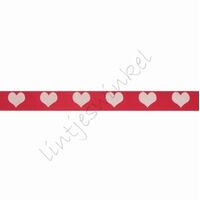 Glow in the dark Band 10mm (Rolle 22 Meter) - Satinband Herz Rot