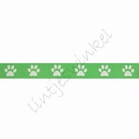 Glow in the dark Band 10mm (Rolle 22 Meter) - Ripsband Pfote Lime Grün