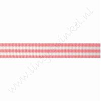 Band Streifen 10mm (Rolle 18 Meter) - Rosa Weiß