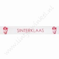 Satinband Sinterklaas (Rolle 22 Meter) - Weiß Rot